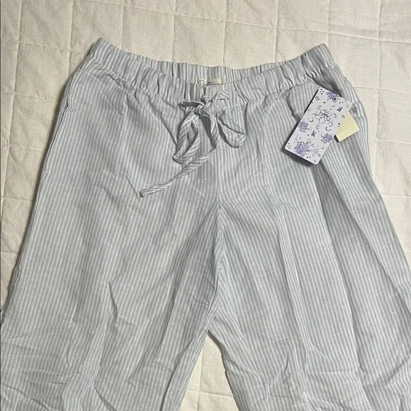 Cozy Striped Pajama Pants in Soft blue & white - Picture 2 of 5